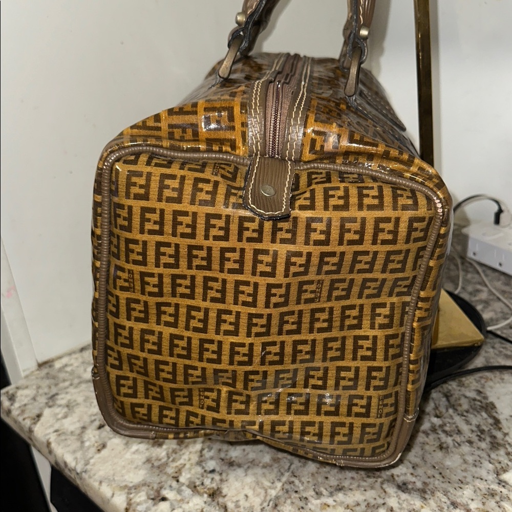 Fendi Tan and Brown Monogram Handbag PRE-OWNED. PROJECT BAG. - Picture 5 of 17